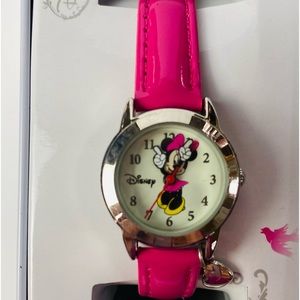 Disney Mini Mouse Hot Pink Girls Watch with Heart Charm, Kids